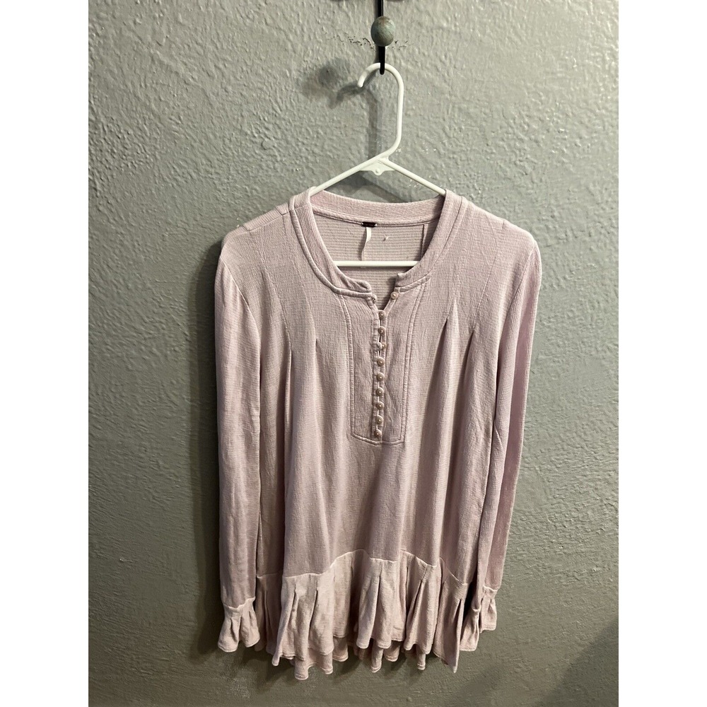 Womens Free People 1/2 Button Up Tunic Lilac Color Long Sleeve Size‎ Small